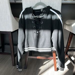 Fenty Puma Rihanna Rising Sun Lace Up Crop Hoodie
